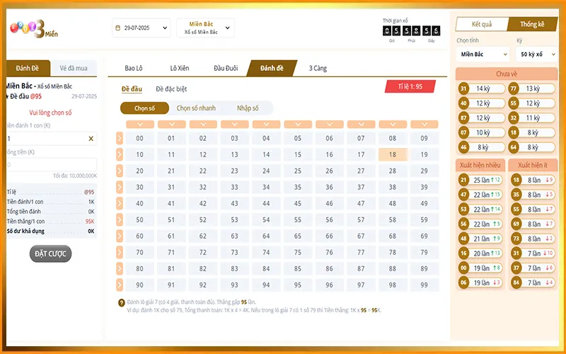 Giao diện bảng số dàn đề 36 số hôm nay tại BUBETAlt: Dàn đề 36 số hôm nay minh bạch theo bảng thống kê thực tế